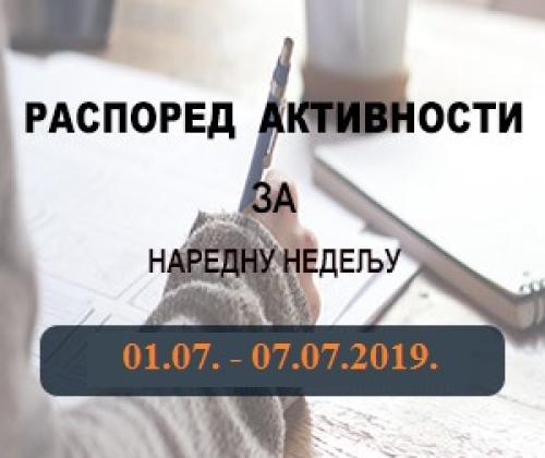 Raspored obuka Pravosudne akademije za period 1.7. - 7.7.2019. godine