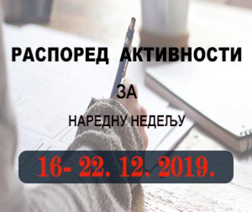 Raspored obuka Pravosudne akademije za period 16.12 - 22.12.2019. godine