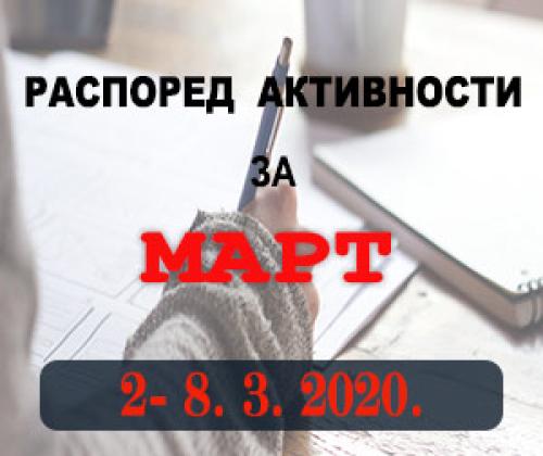 Raspored obuka Pravosudne akademije za period 02.03 - 08.03.2020. godine